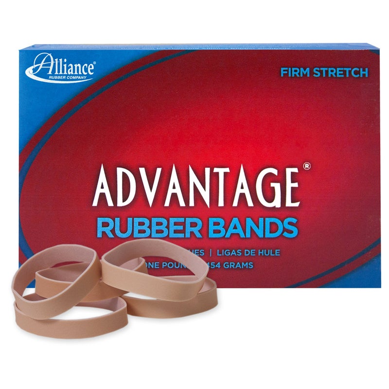 Alliance Rubber 26735 Advantage Rubber Bands Size #73, 1 lb Box Contains Approx. 240 Bands (3" x 3/8", Natural Crepe) Beige - Image 1